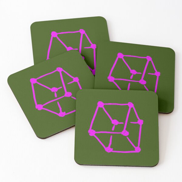 Item preview, Pink Retro Cube  Olive Green designed and sold by MagentaTwilight.