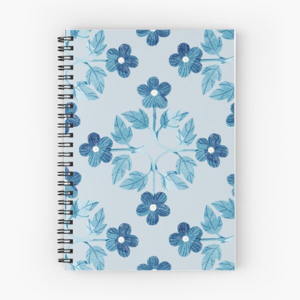 Item preview, Blue leaves and flowers floral tile on light blue background. Bohemial symmetric tile design. Stylized flowers. designed and sold by helga-wigandt.