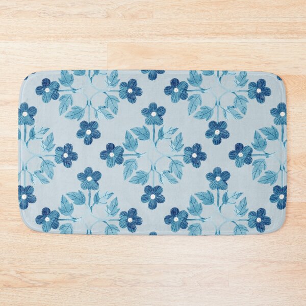 Item preview, Blue leaves and flowers floral tile on light blue background. Bohemial symmetric tile design. Stylized flowers. designed and sold by helga-wigandt.