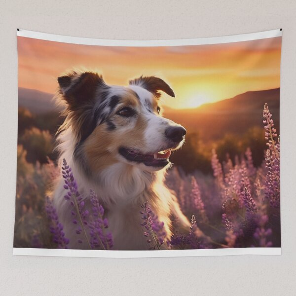 Item preview, Splendid Sunset and Lavender Fields with a Majestic Dog designed and sold by anytka.
