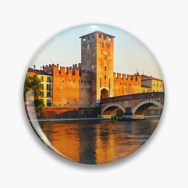 Item preview, Castelvecchio, Verona: Sunset Over the Historic Red-Brick Castle & Bridge designed and sold by LSVart.