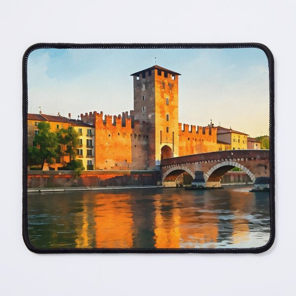 Item preview, Castelvecchio, Verona: Sunset Over the Historic Red-Brick Castle & Bridge designed and sold by LSVart.