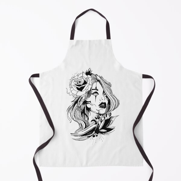 Item preview, Girl with Rose and Blade – Black and White Artistic Portrait designed and sold by MarinaBlackArt.