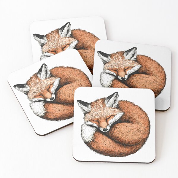 Item preview, sleeping fox curled up vintage illustration on white background designed and sold by wonderisland.