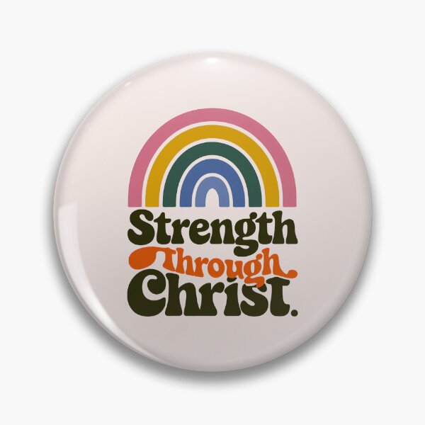 Item preview, Strength Through Christ Boho Rainbow Christian Bible Verse Typography designed and sold by  KnitLuv.