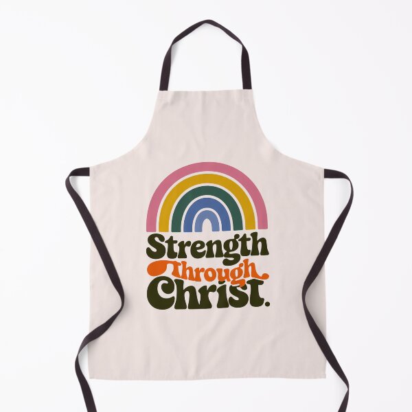 Item preview, Strength Through Christ Boho Rainbow Christian Bible Verse Typography designed and sold by  KnitLuv.
