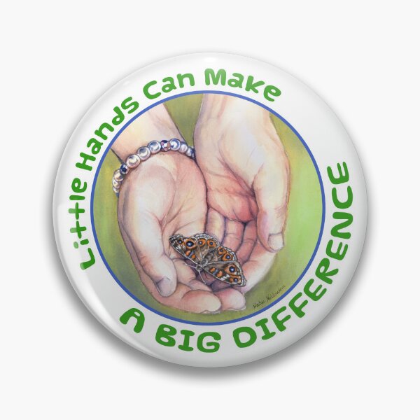 Item preview, Little Hands Can Make A Big Difference - butterfly eco art for kids, Green text designed and sold by Nadya Neklioudova.