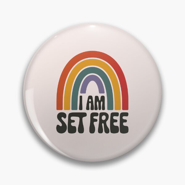 Item preview, I Am Set Free Boho Rainbow Christian Bible Verse Typography designed and sold by  KnitLuv.