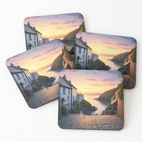 Item preview, Clovelly, Devon: Sunset in a Charming Fishing Village designed and sold by LSVart.