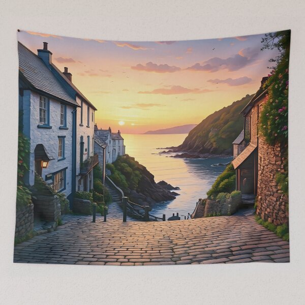 Item preview, Clovelly, Devon: Sunset in a Charming Fishing Village designed and sold by LSVart.