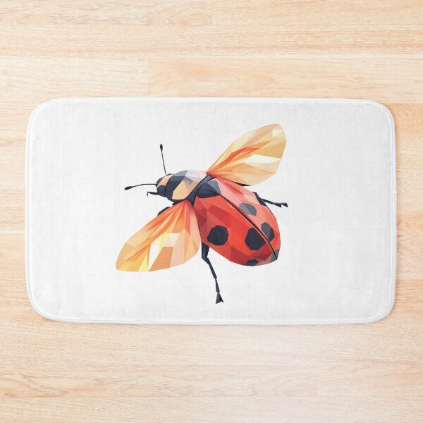 Item preview, side view flying illustration of A ladybug spreading its wings, flying in the air on a white background, lowpoly designed and sold by wonderisland.