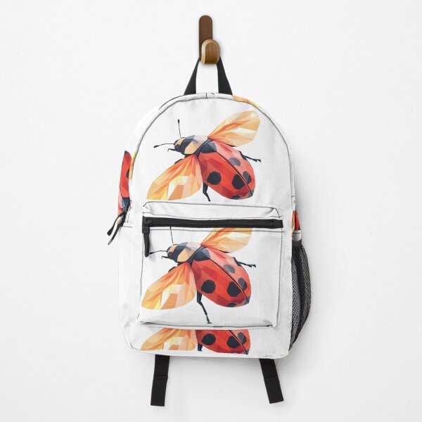 Item preview, side view flying illustration of A ladybug spreading its wings, flying in the air on a white background, lowpoly designed and sold by wonderisland.