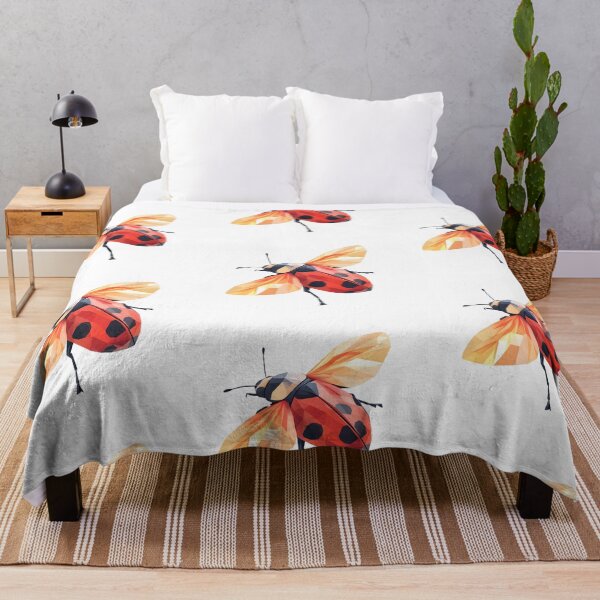 Item preview, side view flying illustration of A ladybug spreading its wings, flying in the air on a white background, lowpoly designed and sold by wonderisland.