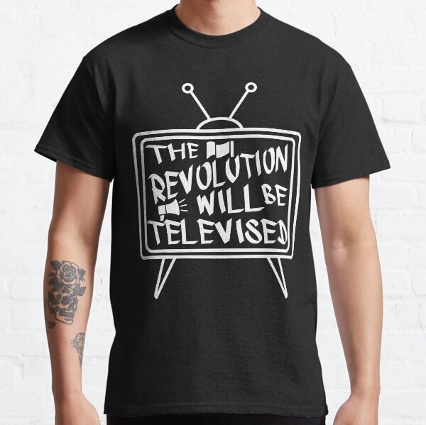 Vista previa del artículo con la obra «La revolución será televisada - Blanco», diseñado y vendido por Strongleton.