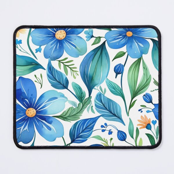Item preview, Vibrant blue flowers and intricate foliage designed and sold by Giuseppe Cammino.