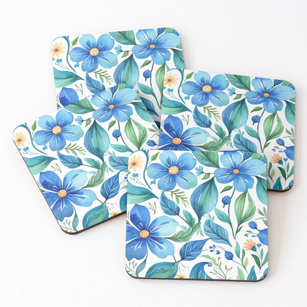 Item preview, Vibrant blue flowers and intricate foliage designed and sold by Giuseppe Cammino.