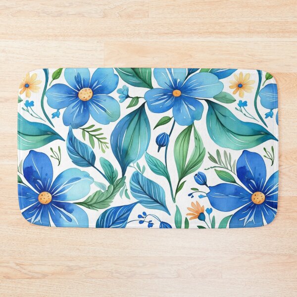Item preview, Vibrant blue flowers and intricate foliage designed and sold by Giuseppe Cammino.
