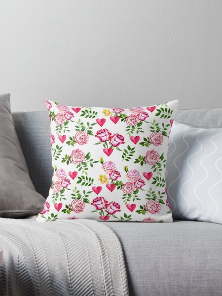 Rose-Themed Art Prints Throw Pillow