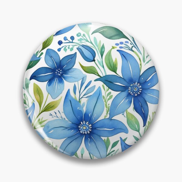Item preview, Vibrant blue flowers and intricate foliage designed and sold by Giuseppe Cammino.
