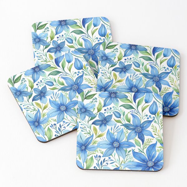 Item preview, Vibrant blue flowers and intricate foliage designed and sold by Giuseppe Cammino.