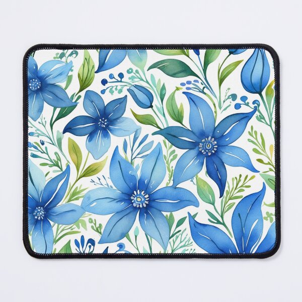 Item preview, Vibrant blue flowers and intricate foliage designed and sold by Giuseppe Cammino.