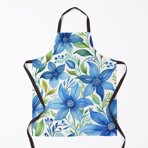 Item preview, Vibrant blue flowers and intricate foliage designed and sold by Giuseppe Cammino.