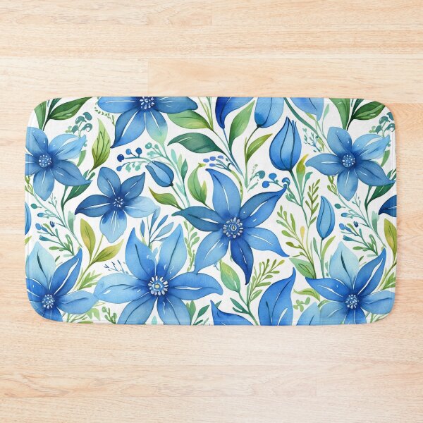 Item preview, Vibrant blue flowers and intricate foliage designed and sold by Giuseppe Cammino.