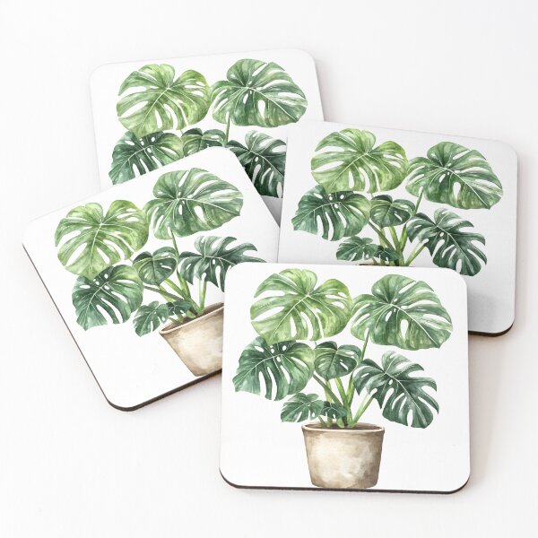 Item preview, monstera plant in a pot in a water colour illustration style designed and sold by wonderisland.