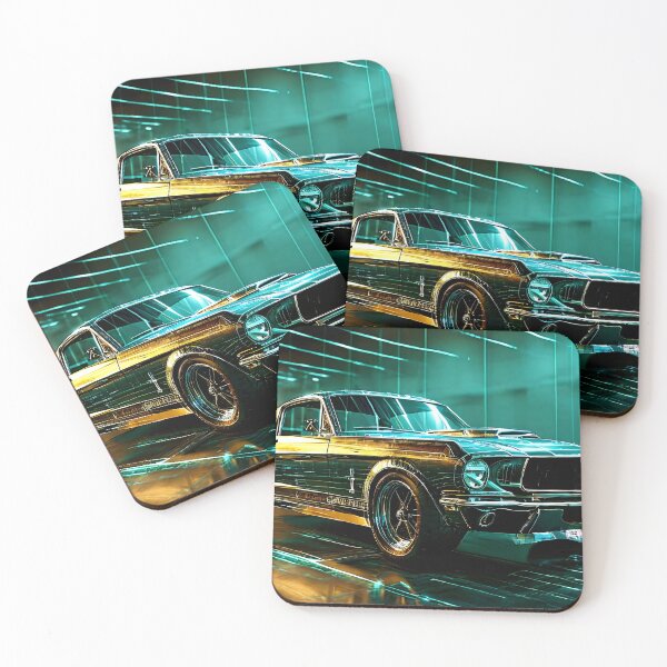 Item preview, Mustang sketch in green designed and sold by Peter Kraaibeek | Generative Designs and Car Art.