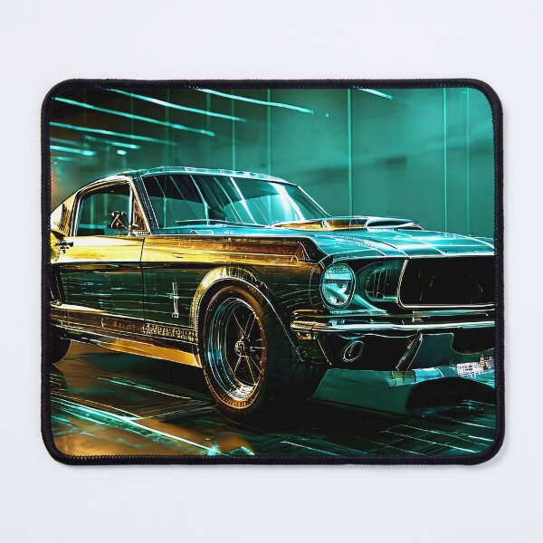 Item preview, Mustang sketch in green designed and sold by Peter Kraaibeek | Generative Designs and Car Art.