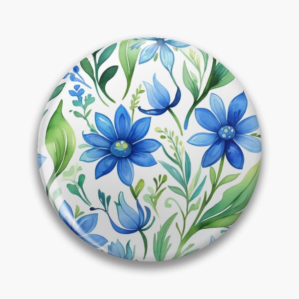 Item preview, Vibrant blue flowers and intricate foliage designed and sold by Giuseppe Cammino.