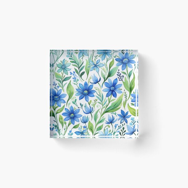 Item preview, Vibrant blue flowers and intricate foliage designed and sold by Giuseppe Cammino.