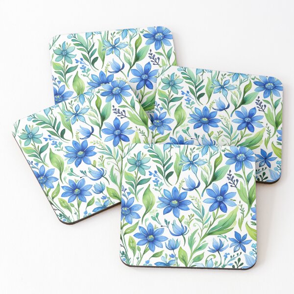 Item preview, Vibrant blue flowers and intricate foliage designed and sold by Giuseppe Cammino.