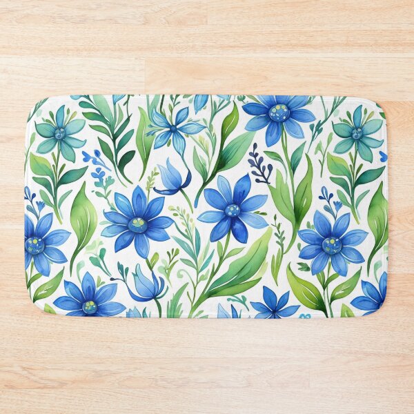 Item preview, Vibrant blue flowers and intricate foliage designed and sold by Giuseppe Cammino.