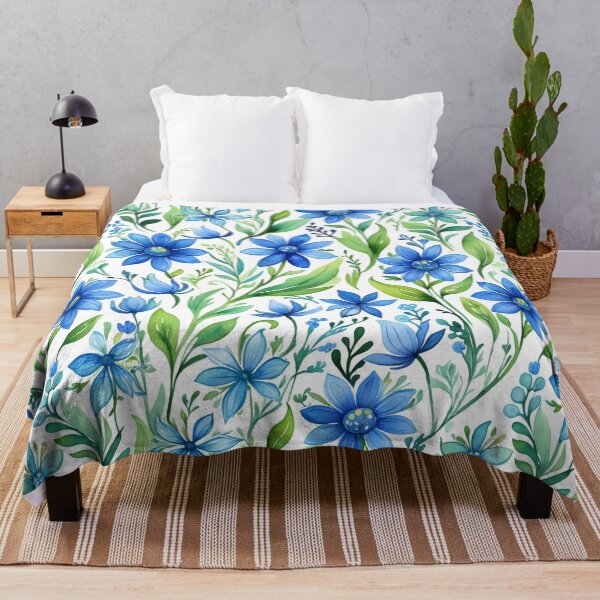 Item preview, Vibrant blue flowers and intricate foliage designed and sold by Giuseppe Cammino.