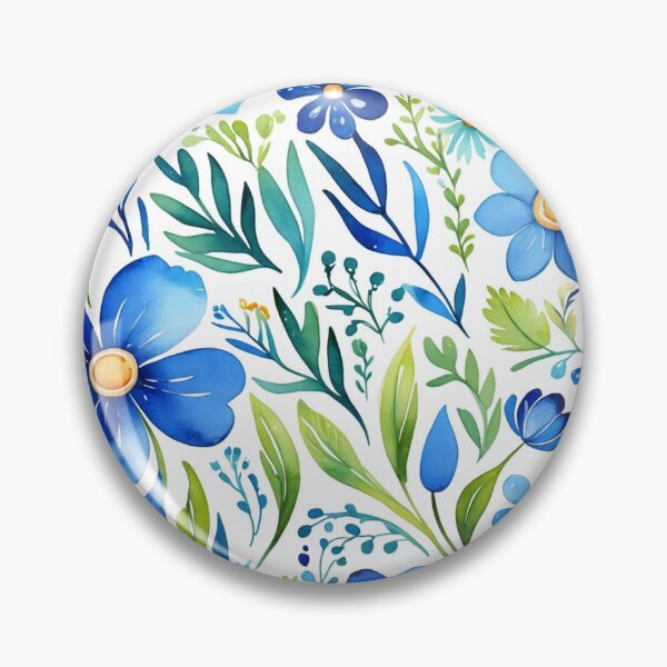 Item preview, Vibrant blue flowers and intricate foliage designed and sold by Giuseppe Cammino.