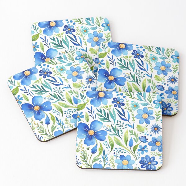 Item preview, Vibrant blue flowers and intricate foliage designed and sold by Giuseppe Cammino.