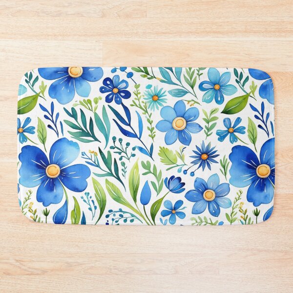 Item preview, Vibrant blue flowers and intricate foliage designed and sold by Giuseppe Cammino.