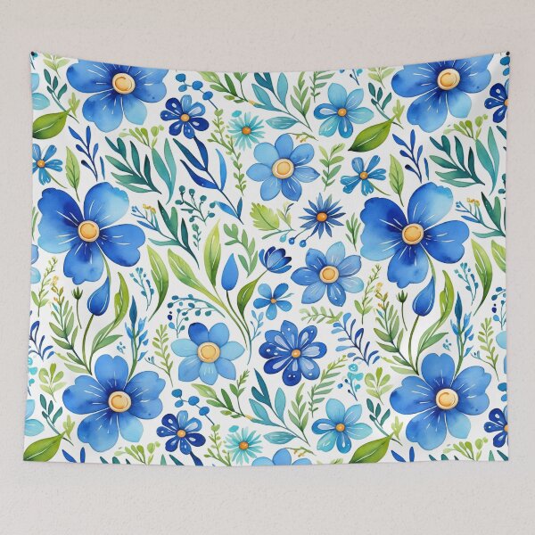 Item preview, Vibrant blue flowers and intricate foliage designed and sold by Giuseppe Cammino.