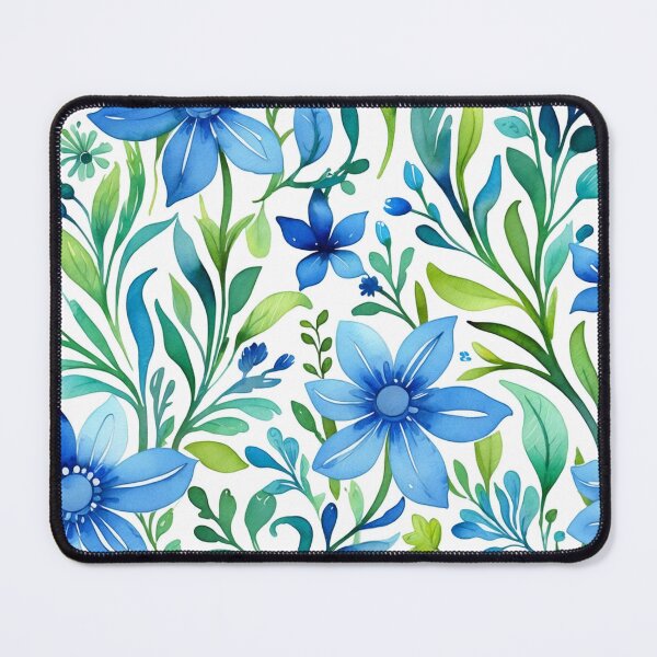 Item preview, Vibrant blue flowers and intricate foliage designed and sold by Giuseppe Cammino.