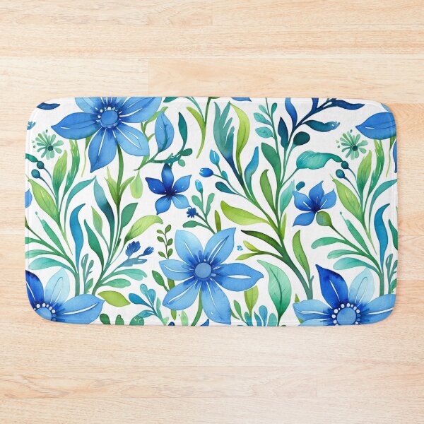 Item preview, Vibrant blue flowers and intricate foliage designed and sold by Giuseppe Cammino.