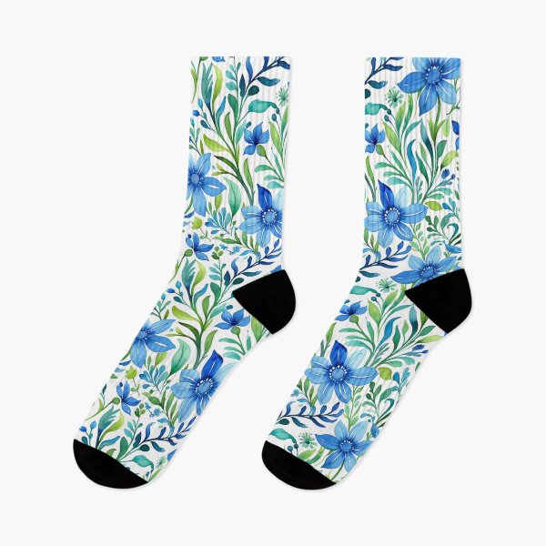Item preview, Vibrant blue flowers and intricate foliage designed and sold by Giuseppe Cammino.