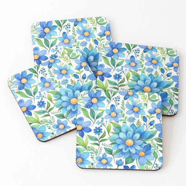 Item preview, Vibrant blue flowers and intricate foliage designed and sold by Giuseppe Cammino.