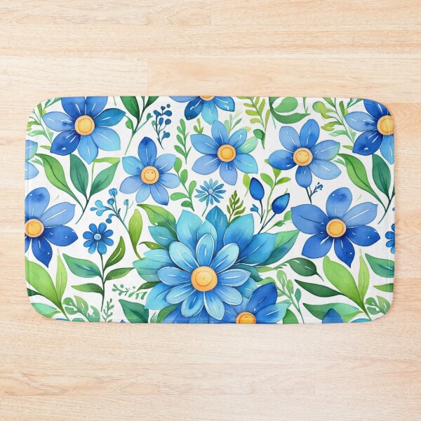 Item preview, Vibrant blue flowers and intricate foliage designed and sold by Giuseppe Cammino.