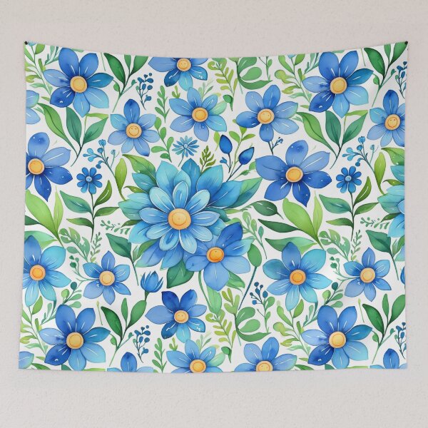 Item preview, Vibrant blue flowers and intricate foliage designed and sold by Giuseppe Cammino.