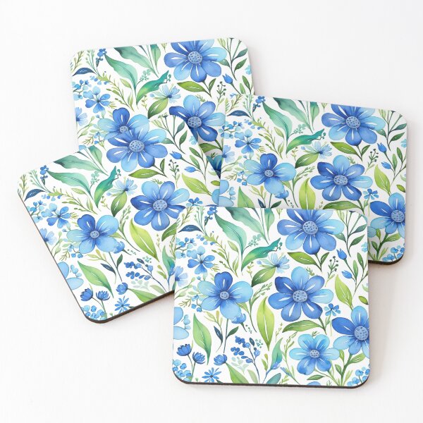 Item preview, Vibrant blue flowers and intricate foliage designed and sold by Giuseppe Cammino.