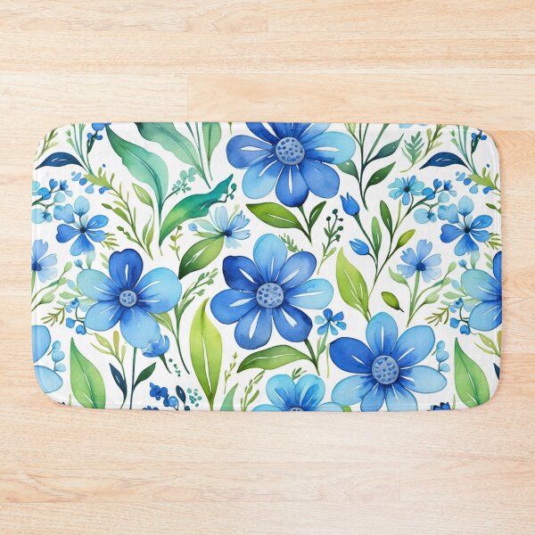 Item preview, Vibrant blue flowers and intricate foliage designed and sold by Giuseppe Cammino.