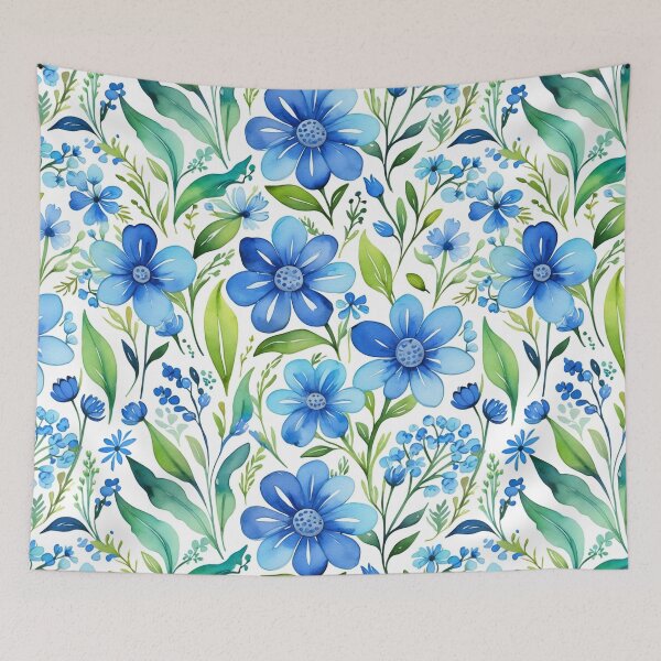 Item preview, Vibrant blue flowers and intricate foliage designed and sold by Giuseppe Cammino.