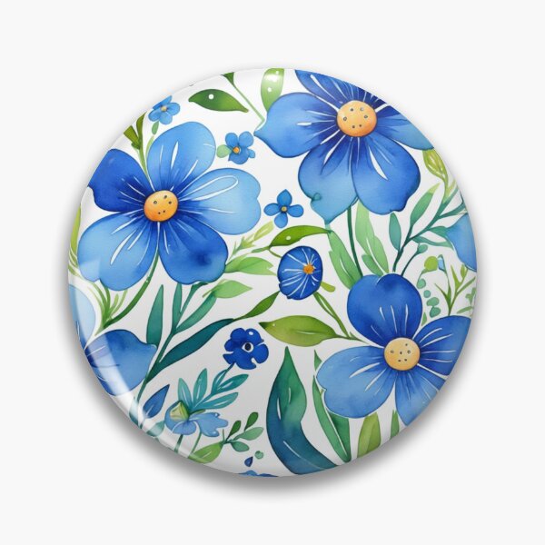 Item preview, Vibrant blue flowers and intricate foliage designed and sold by Giuseppe Cammino.