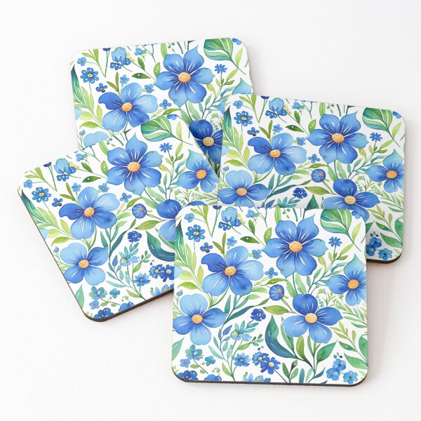 Item preview, Vibrant blue flowers and intricate foliage designed and sold by Giuseppe Cammino.